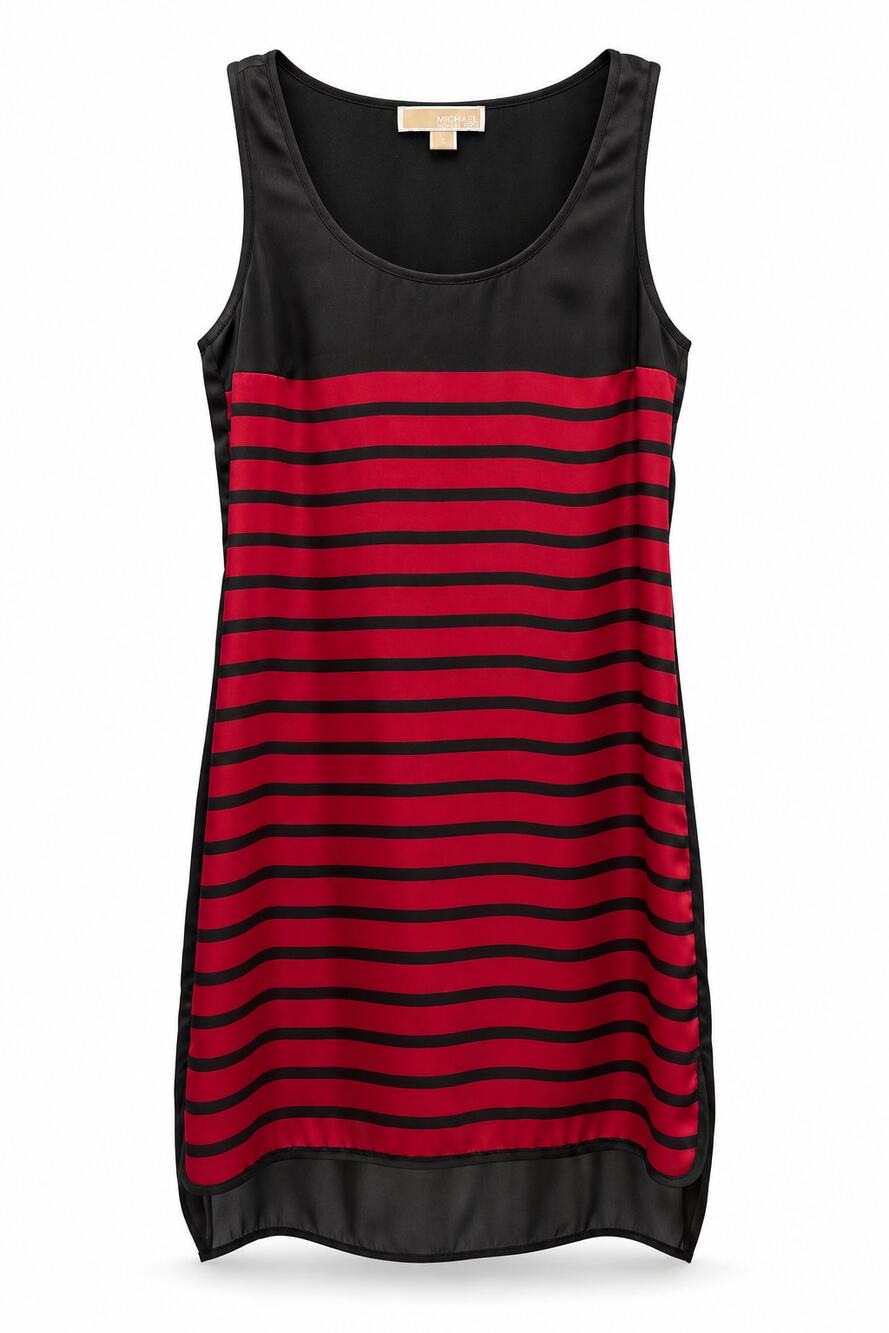 MICHAEL Michael Kors Striped Tank Dress Black Red Size S Sleeveless